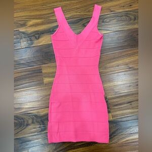 Marciano Pink Ribbed Bodycon Mini Dress